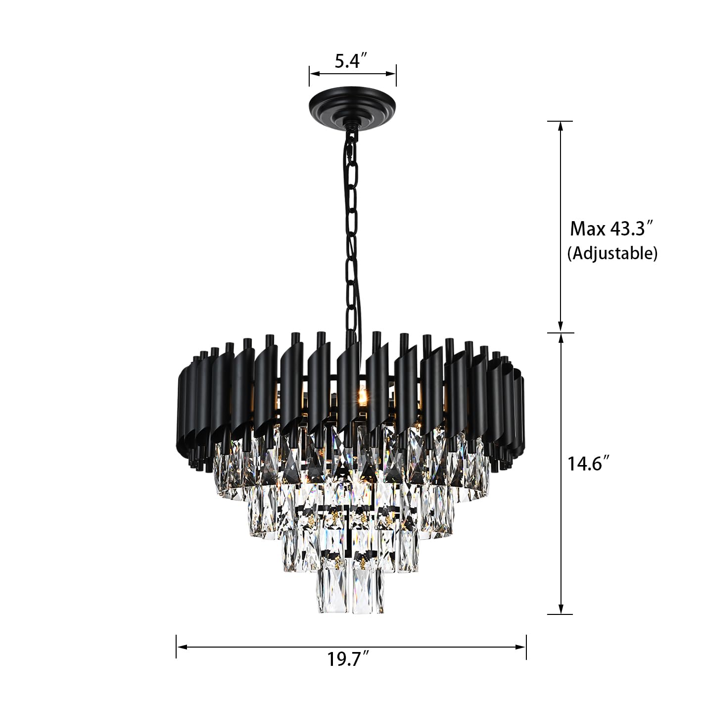A1A9 9-Light Modern Round Crystal Chandelier Lights, 4 Tiers